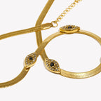 Moda Banhado A Ouro Herryingbone Cadeia Zircônia Cúbica Pavimentada Mau Olho Gargantilha Estilo Declaração Colar Para Mulher украшения на шею