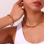 Corrente de ligação banhada a ouro para mulheres, colares hiphop volumosos, pulseiras de perna, gargantilha dourada, cor prata, estilo de rua, senhora