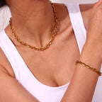 Corrente de ligação banhada a ouro para mulheres, colares hiphop volumosos, pulseiras de perna, gargantilha dourada, cor prata, estilo de rua, senhora