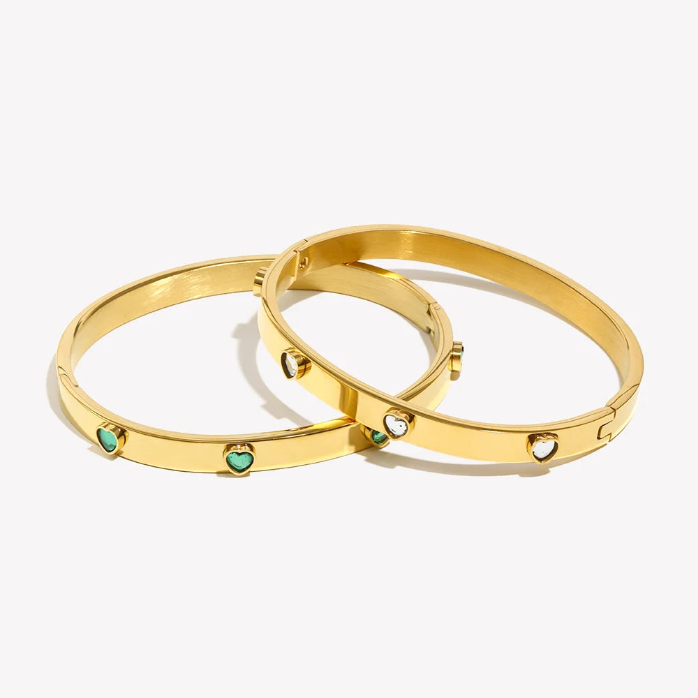 Ebbelle coração zircão fecho pulseira hipoalergênico 18k banhado a ouro pulseira para mulher 316l pulseiras de aço inoxidável jóias