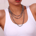 Corrente de ligação banhada a ouro para mulheres, colares hiphop volumosos, pulseiras de perna, gargantilha dourada, cor prata, estilo de rua, senhora