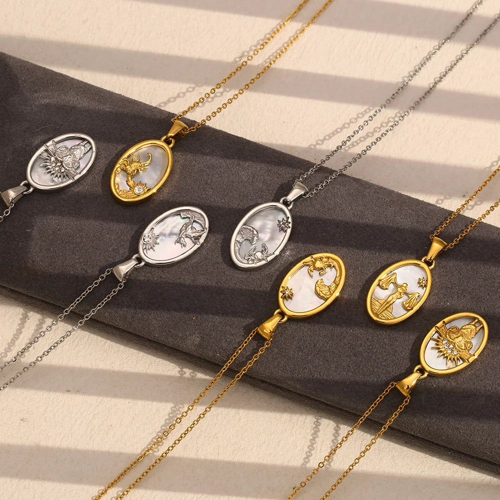 Ebbelle novo design de aço inoxidável constelação pingente colar banhado a ouro festa moda feminina pescoço jóias